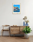 HesenDot Natural OAK Wood Framed Cinque Terre National Park Wall Art,12x16in Italian Natural Seascape Canvas Wall Print,Classic Urban Landmark Wall Decor for Living Room, Bedroom,Office Set of 1 by CozyNest Decor