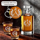Personalized Square Whiskey Decanter Set for Men 750ml Luxury Gift for Valentine's, Birthdays, Anniversaries - Liquor Decanters with 2 or 4 Glasses Retirement, Weddings - 24 Engraved Design Options by CozyNest Decor