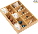 Premium Utensils and Tea Bag Drawer Organizers – 14-Compartment Design with Removable Dividers, Non-Slip Feet, 100% Sustainable Bamboo, 2 Pack by CozyNest Decor