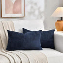 Fancy Homi 2 Packs Navy Blue Lumbar Decorative Throw Pillow Covers 14x24 Inch for Couch, Rustic Farmhouse Boho Home Decor, Soft Striped Corduroy Rectangle Accent Cushion Case 35x60 cm by CozyNest Decor