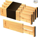 Utoplike Bamboo Dresser Drawer Dividers, 4'' High Adjustable Drawer Organizers for Clothing, Spring Loaded, Works in Kitchen, Bathroom, Bedroom, Drawer, Desk, 4 pcs by CozyNest Decor