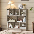 LEYAOYAO 8 Cube Bookshelf with Base,3 Tier Mid-Century Modern Grey Bookcase,Standing Wide Bookshelves Storage Organizer Shelf,Rustic Wood Display Cabinet Book Shelves for Bedroom,Living Room,Office by CozyNest Decor