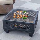 Breezz 26 Inch Wood Burning Fire Pit with Cooking Grill and Spark Screen, Outdoor Metal Firepit for Patio, Backyard, Bonfire Party, Camping and Garden by GreenHaven Gardens