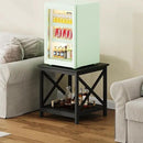 ChooChoo End Table, 24 Inch End Table with 2-Tier Storage Shelf, Side Table for Living Room, Wood Nightstand for Bedroom, Office, Painted Surface, Black by CozyNest Decor