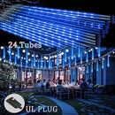 Christmas Lights Outdoor Meteor Shower Lights 24-Tube 576LEDs Snow Falling Rain Cascading Icicle Light for Xmas Tree Christmas Decorations Wedding Party Holiday Garden Decor, UL Plug Blue by CozyNest Decor