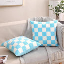 Alysheer Checkered Embroidered Decorative Throw Pillow Covers 18"x 18" Set of 2, Classic Accent Designer Blue White Plaid Patterned Cotton Cushion Cases for Sofa Couch Bed Living Room Outdoor Decor by CozyNest Decor