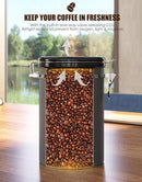 HAIOOU Airtight Coffee Canister, 22OZ Large Stainless Steel Coffee Bean Storage Container with Date Tracker, Measuring Scoop, CO2 Releasing Valves and Mini Tongs for Beans, Grounds and more - Gray by CozyNest Decor