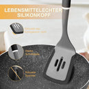 6-Piece Silicone Kitchen Utensil Set with Rotating Stand, Non-Stick, Heat-Resistant (400°F), Nylon Handle, Cooking Spatula Set for Baking & Cooking, Light Gray by CozyNest Decor