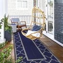 GENIMO 2.5 ' x 8 ' Outdoor Rug for Porch Patio Clearance, Waterproof Indoor Outdoor Plastic Straw Rugs Carpet, Reversible Outside Area Rv Mat for Camping, Balcony, Deck, Picnic, Beach (Blue & Gray) by CozyNest Decor