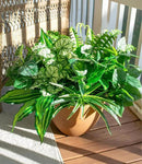 Artificial Greenery Plants Fake Plastic Leaves with Stems UV Resistant Large Bunches Outside Faux Plants Bushes for Outdoor Patio Garden Front Porch Yard Decor (Green) by CozyNest Decor
