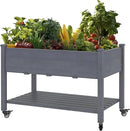 MUPATER 4 x 2 Raised Garden Bed, Elevated Garden Bed with Drainage Holes, Planter Box with Four Wheels and Legs for Herbs and Vegetables, Greenhouse, Garden, Farm, Gray by GreenHaven Gardens