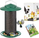 iBorn Bird Feeders for Outdoors, All Metal Mesh Tube, Holding Bird Seed for Outside Feeders,18cm Large Roof, Green, 2.8lb(Seed is not Included) by CozyNest Decor