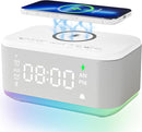 Alarm Clock Speaker Wireless Charger, Digital Alarm Clocks Bedrooms Bluetooth, Alarm Clock Dimmable Light Bedrooms Dual Alarm Snooze Dimmer 12 24H RGB Night Light Bluetooth USB AUX, White by TinyTreasures Baby Boutique