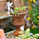 Sungmor Heavy Duty Cast Iron Urn Planter, Beautiful Hollow Trophy Design Tall Orchid Flower Pot, Large Decorative Plastic Flowers Plants Bouquets Vase, Rustic French Country Pot for Home or Garden by CozyNest Decor