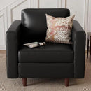 Faux Leather Oversized Accent Chair with Storage Deep Seat Single Sofa Large Reading Armchair for Living Room Bedroom Office Black Set of 2 by CozyNest Decor