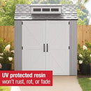 Rubbermaid Resin Outdoor Storage Shed With Floor (7 x 7 Ft) Weather Resistant Gray Organization for Home/Backyard/Garden Tools/Lawn Mower/Bike Storage/Pool Supplies