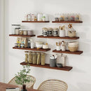 Fun Memories Solid Oak Wood Floating Shelves, 9.3 Inch Deep Natural Wood Shelf with Invisible Heavy Duty Bracket for Bathroom Bedroom Kitchen - 36inch Set of 2, Walnut by CozyNest Decor