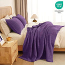 PHF 100% Cotton Waffle Weave Throw Blanket, Soft Lightweight Breathable Cozy Summer Throws for Couch Bed Sofa, Luxury Aesthetic Woven Blanket for Home Decor & Office, 50"x60", Grape by CozyNest Decor