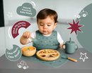 Bamboo Baby Feeding Set for Infants & Toddlers - Baby Essentials, Non-Toxic, Sustainable, Bamboo Suction Plate & Bowl, Bib, Sippy Cup w/Lid & Straw, Perfect Baby Shower Gifts (Pine Gray) by TinyTreasures Baby Boutique