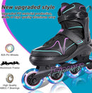 Kids Adjustable Inline Skates Ages 4-12, Youth Inlie Skates for Girls Boys 5-8 8-12 with Full Light Up Wheels, Beginner Women Adult Skates by TinyTreasures Baby Boutique