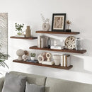 RICHFOCUS Live Edge Elm Floating Shelves - 36" W x 9.3" D Rustic Solid Wood Wall Shelves with Invisible Bracket, Wall-Mounted for Living Room, Bedroom, Kitchen Storage & Display, Set of 2, Walnut by CozyNest Decor