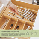Premium Silverware and Utensil Drawer Organizers – Slanted 3-Compartment and 5-Compartment Design, Labeled Slots, Non-Slip Feet, 100% Sustainable Bamboo, 2 Pack by CozyNest Decor