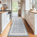 jinchan Hallway Runner Rug 2x10 - Machine Washable Grey Vintage Floral Distressed Design Soft Non-Slip Low-Pile Ultra-Thin Runner Rug for Kitchen Laundry Room Bedroom Farmhouse (2‘x10',Grey) by TinyTreasures Baby Boutique