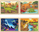 SYNARRY Large Dinosaur Wooden Puzzles for Kids 4 in 1 Gift Box(12.2 * 9.4 in) - FSC Certified, Jigsaw Puzzles for Kids Ages 4-6, Dinosaur Toys Gifts for 3 4 5 Year Old Boys Girls by TinyTreasures Baby Boutique
