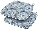 Indoor/Outdoor Chair Cushions 16x17 Inch, Patio Chair Cushions with Ties, All Weather Seat Cushions for Patio Furniture Home Garden Chair Use, Set of 2,Medallion Blue by GreenHaven Gardens