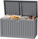 JUMMICO 250 Gallon Outdoor Resin Deck Box with Divider, Waterproof Storage Box with Lockable Lid&Side Handles for Garden Tools, Pools Supplies (Gray) by CozyNest Decor