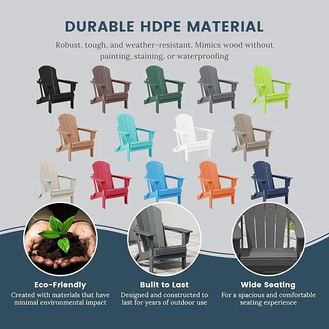Westin Outdoors Laguna WO Home Furniture Adirondack Chair 4 PC Set Classic Outdoor Patio Folding Chair for Bon Fire Pit Lawn Backyard Beach Plastic Weather-Resistant (Gray), photo 6 of 10