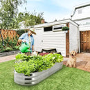 POTEY Galvanized Raised Garden Bed 2Pcs, Metal Planter Boxes Outdoor for Vegetables Flowers Herb, Oval Large Planter Raised Beds Kit with Weed Barrier Fabric and Soil Ventilation Holes (5.7L*1.7W FT) by GreenHaven Gardens