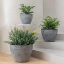 LA JOLIE MUSE 14.2/11.3/8.6 Inch Planters,Set of 3 Indoor/Outdoor Round Planters,Grey Tree Planters,Plant Container with Drain Holes,Flower Pots for Patio and Deck by GreenHaven Gardens