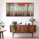 Large Framed Wall Art for Living Room Birch Tree Wall Decor Red Forest Painting Artwork Wall Decoration Nature Pictures Wall Art Fall Above Bed Wall Decor by CozyNest Decor