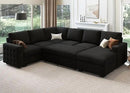 HONBAY Sectional Sleeper Sofa with Pull Out Bed U-Shape Sectional Couch with Storage Chaise 6 Seater Sleeper Sectional Sofa Bed, Velvet Black by CozyNest Decor