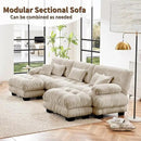 U Shaped Couch Sectional Couch, 3-Seater Cloud Couch Sectional Oversized Couch, Sofa Bed Couch with Round Bolster Armrests 5 Pillows, Modular Couch Home Sofa Living Room Couch by CozyNest Decor