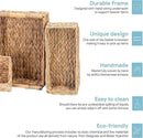 VATIMA Large Water Hyacinth Storage Baskets for Organizing with Wooden Handles for Shelves, 2 Bathroom Small Basket, Water Hyacinth Toilet Paper Baskets, Set of Natural Wicker Storage Basket for Home by CozyNest Decor