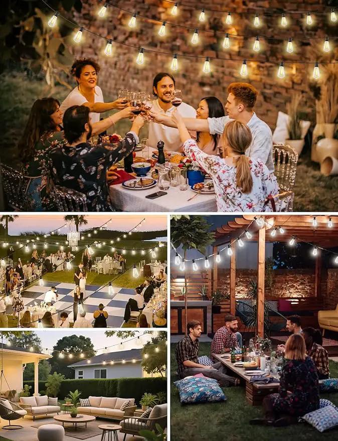Brightever 200FT Outdoor String Lights with Remote, 2700K/4000K/5000K Selectable LED Patio Lights with 60+2 ST38 Vintage Edison Bulbs, 3 Lighting Modes, 3H/5H Timer, Dimmable String Light for Outside, photo 7 of 7