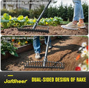 Jardineer Bow Rake Heavy Duty, Long Handle Metal Rakes for Gravel, Rocks, Lawns Leaves, Soil Leveling, Landscaping, Garden Rake with 18 Steel Tines (59 Inches) by GreenHaven Gardens