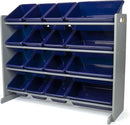 Humble Crew Supersized Toy Storage Organizer with 16 Removable Bins, Grey/Navy – Large Toy Storage for Toddlers Ideal for Kids' Rooms, Playrooms, and Nurseries - Modern Toy Bins for Kids by TinyTreasures Baby Boutique