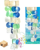Bellaa 22906 Wind Chimes Outdoor, Garden Decorations, Musical, Indoor/Outside Windchimes, Beach, Ocean Breeze, Gifts for Mom, Gift for All Occasions, Capiz Sea Glass Shells Wood White Blue Green by CozyNest Decor