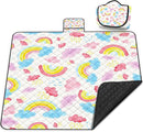Extra Large Picnic Blanket Waterproof,80"x 80"Foldable Machine Washable Beach Blanket,Outdoor Blanket for 6-8 Adults,Picnic Mat Suitable for Indoor Crawling,Park Beach,Camping,Hiking,Travel (Rainbow) by TinyTreasures Baby Boutique