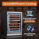 Ca'Lefort Wine Fridge & Cooler - 24 Inch 46 Bottle Wine Cooler Refrigerator, 40-65°F Dual Zone Wine Refrigerator Glass Door, 3 LED Built-in or Freestanding Fridge for Home/Bar/Kitchen (5.65 cu.ft) by CozyNest Decor