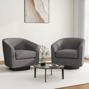 Swivel Barrel Accent Chair, Modern Round Linen Arm Chair for Living Room, Bedroom, Comfy Club Reading Chairs for Adults（Linen Fabric, Grey, Set of 2 by CozyNest Decor
