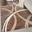Rugshop Modern Wavy Circles Design Area Rug 4' x 6' Brown by TinyTreasures Baby Boutique