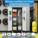 Broom Closet Storage Cabinet with Hanging Rod, 71" H Metal Garage Storage Cabinet with Wheels and 4 Adjustable Shelves, Locking Broom Closet with 13 Hooks for Garage, Bathroom, Home by GreenHaven Gardens