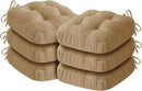 Chair Cushions for Dining Chairs, Dining Chair Cushions, Tufted Indoor Chair Pads with Ties & Non Slip Backing, Seat Cushions for Kitchen Chairs 16.5” x 16.5” x 3.5”, Set of 6, Khaki by GreenHaven Gardens