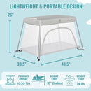 Dream On Me Travel Light Playard with Mesh Zipper Door in Grey by TinyTreasures Baby Boutique