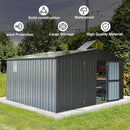 Domi Outdoor Storage Shed 11' x 12.5', Metal Sheds Steel Utility Tool Storage House with Double Lockable Doors & Air Vents for Patio Garden Lawn Backyard, Dark Gray by GreenHaven Gardens