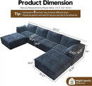 157.5" U Shaped Modern Sofa Modular Sectional Cloud Couch with 2 Ottoman,Deep Seat Upholstered Couches with Corduroy Fabric for Living Room Furniture,Bedroom and Apartment,No Assembly Required,Blue by CozyNest Decor